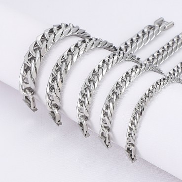 Retro Double Weaving Six sided Grinding Bracelet Titanium Steel Jewelry European and American Style Stainless Steel Jewelry Buckle Necklace Foreign Trade New Style