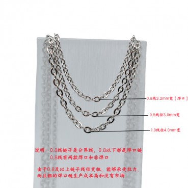 304 stainless steel flat cross chain hammer flat round cross chain women's collarbone chain men's hip-hop chain simple welded steel decoration