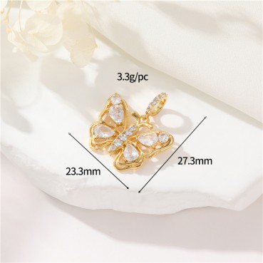 Simple and high-end color zirconia butterfly pendant DIY jewelry necklace bracelet 14K accessories wholesale