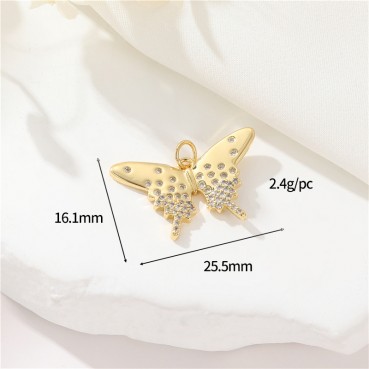 Simple and high-end color zirconia butterfly pendant DIY jewelry necklace bracelet 14K accessories wholesale