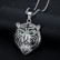 Stainless steel gold-plated full diamond red green eye tiger head pendant necklace