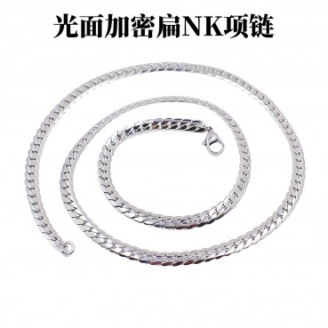 NK chain flat Cuban chain stainless steel smooth surface luxury collarbone men's trendy chain titanium steel jewelry encrypted NK necklace