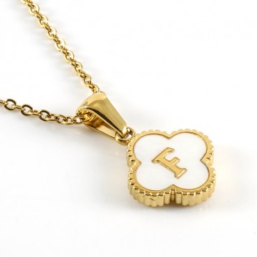 New Clover Pendant Stainless Steel 18K Gold Necklace Ins Style European and American Simple Shell Letter Clavicle Chain Necklace