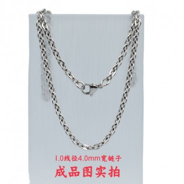 304 stainless steel flat cross chain hammer flat round cross chain women's collarbone chain men's hip-hop chain simple welded steel decoration