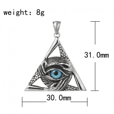 Titanium steel casting triangle eye pendant necklace, stainless steel 304 fashion accessory, retro style necklace