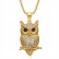 HIPHOP Jewelry Titanium Steel Gold Plated Diamond Set Owl Pendant Necklace