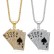 HIPHOP Jewelry Titanium Steel Gold Plated Diamond Set Tonghuashun Poker Pendant Necklace