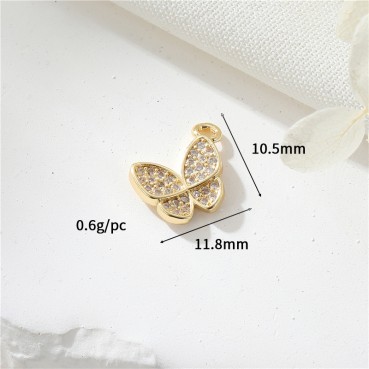 Simple and high-end color zirconia butterfly pendant DIY jewelry necklace bracelet 14K accessories wholesale