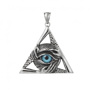 Titanium steel casting triangle eye pendant necklace, stainless steel 304 fashion accessory, retro style necklace