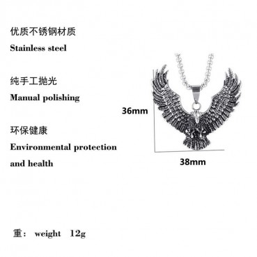 Titanium steel eagle pendant punk necklace retro trendy men's stainless steel cast eagle pendant