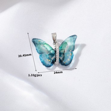 Advanced white shell rainbow gradient butterfly pendant handmade necklace pendant DIY accessory accessories