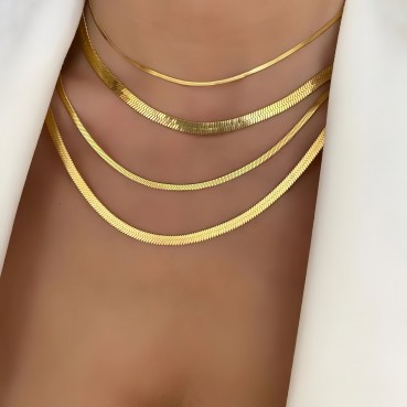 Snake chain gold necklace design sense neck chain lock bone chain women's summer necklace blade chain