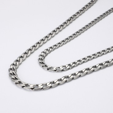 Oval chain men and women versatile hip-hop stainless steel necklace six sided titanium steel lock chain sweater chain street accessories wholesale