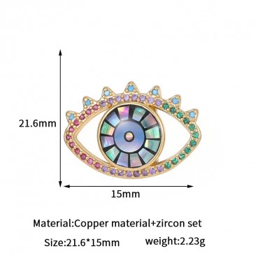 14k Micro inlaid Color Zirconium Eye Pendant Accessories Horus Eye Heart shaped DIY Necklace Earrings Pendant