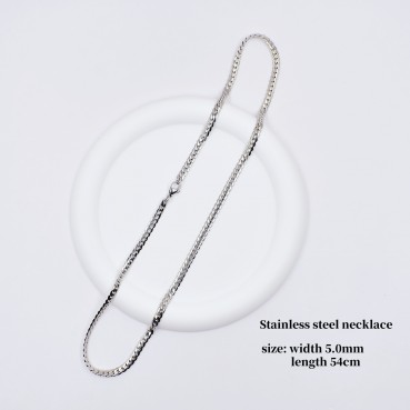 NK chain flat Cuban chain stainless steel smooth surface luxury collarbone men's trendy chain titanium steel jewelry encrypted NK necklace