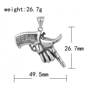 Vintage Titanium Pistol Gesture Pendant Necklace Stainless Steel Pistol Accessories Necklace Polishing Craftsmanship Necklace