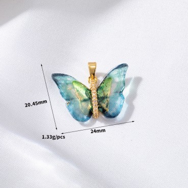 Advanced white shell rainbow gradient butterfly pendant handmade necklace pendant DIY accessory accessories