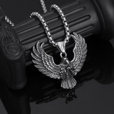 Titanium steel eagle pendant punk necklace retro trendy men's stainless steel cast eagle pendant