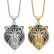 Stainless steel gold-plated full diamond red green eye tiger head pendant necklace