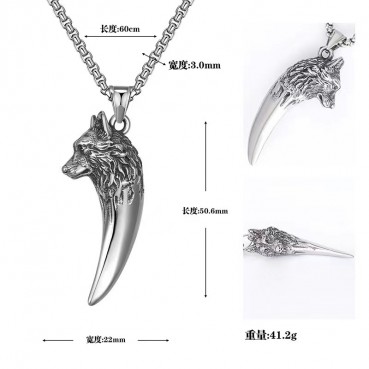 Vintage Wolf Head Titanium Steel Necklace Wholesale Titanium Steel Jewelry Manufacturer Spot Wholesale