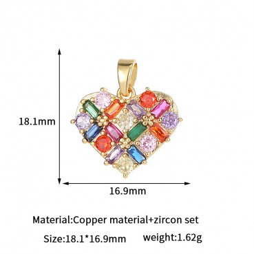 14k Micro inlaid Color Zirconium Eye Pendant Accessories Horus Eye Heart shaped DIY Necklace Earrings Pendant