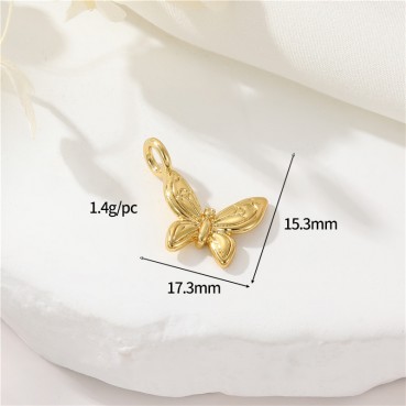 Simple and high-end color zirconia butterfly pendant DIY jewelry necklace bracelet 14K accessories wholesale