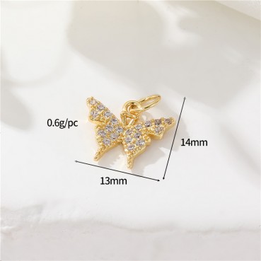 Simple and high-end color zirconia butterfly pendant DIY jewelry necklace bracelet 14K accessories wholesale