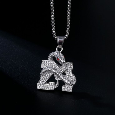 HIPHOP Jewelry Titanium Steel Gold Plated Diamond Set Digital Disk Snake Pendant Necklace