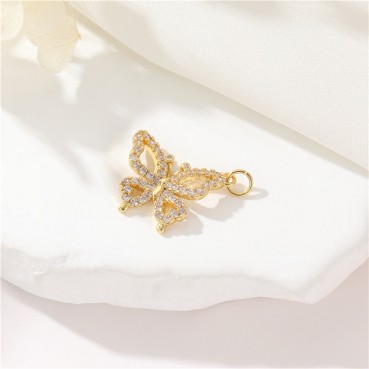 Simple and high-end color zirconia butterfly pendant DIY jewelry necklace bracelet 14K accessories wholesale