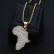 Hot selling hip-hop accessories made of stainless steel with gold plating and diamonds, African map pendant necklace