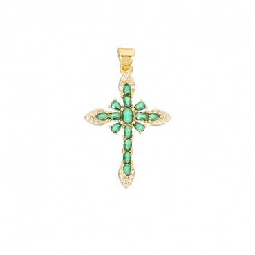 Vintage cross pendant with micro inlaid zircon necklace pendant DIY jewelry accessories wholesale