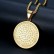 Hip hop vacuum gold-plated diamond studded circular necklace stainless steel pendant