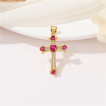 Vintage cross pendant with micro inlaid zircon necklace pendant DIY jewelry accessories wholesale