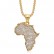 Hot selling hip-hop accessories made of stainless steel with gold plating and diamonds, African map pendant necklace