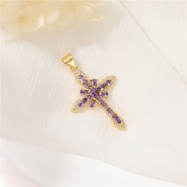 Vintage cross pendant with micro inlaid zircon necklace pendant DIY jewelry accessories wholesale