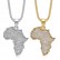 Hot selling hip-hop accessories made of stainless steel with gold plating and diamonds, African map pendant necklace