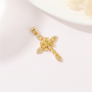 Vintage cross pendant with micro inlaid zircon necklace pendant DIY jewelry accessories wholesale