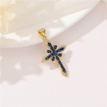 Vintage cross pendant with micro inlaid zircon necklace pendant DIY jewelry accessories wholesale