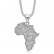 Hot selling hip-hop accessories made of stainless steel with gold plating and diamonds, African map pendant necklace