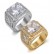 New 316 stainless steel gold-plated full diamond luxury inlaid 3A zircon hip-hop men's ring